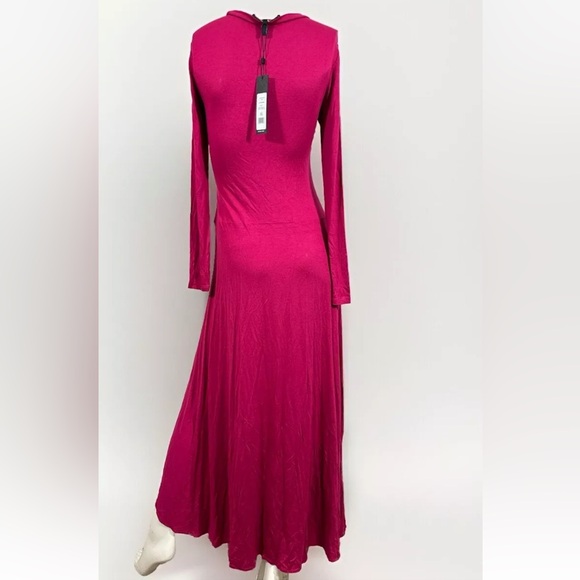 NWT BCBG MAXAZRIA Hi-Low/Asymmetrical Dress Sz Small Burgundy Long Sleeve - Picture 6 of 11